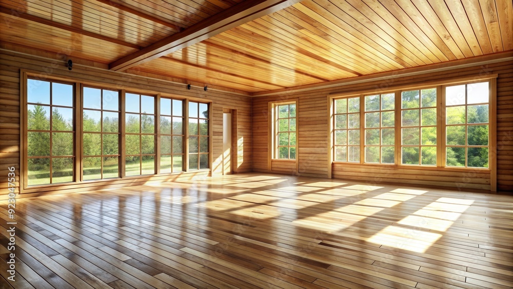 Clean and spacious wooden room with natural light , minimalistic, organized, serene, pristine, simplicity, empty Clean and spacious wooden room with natural light , minimalistic, organized, serene, pristine, simplicity, empty