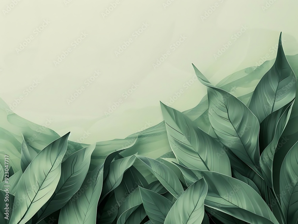 Green Leaves on Abstract Background Illustration Green Leaves on Abstract Background Illustration