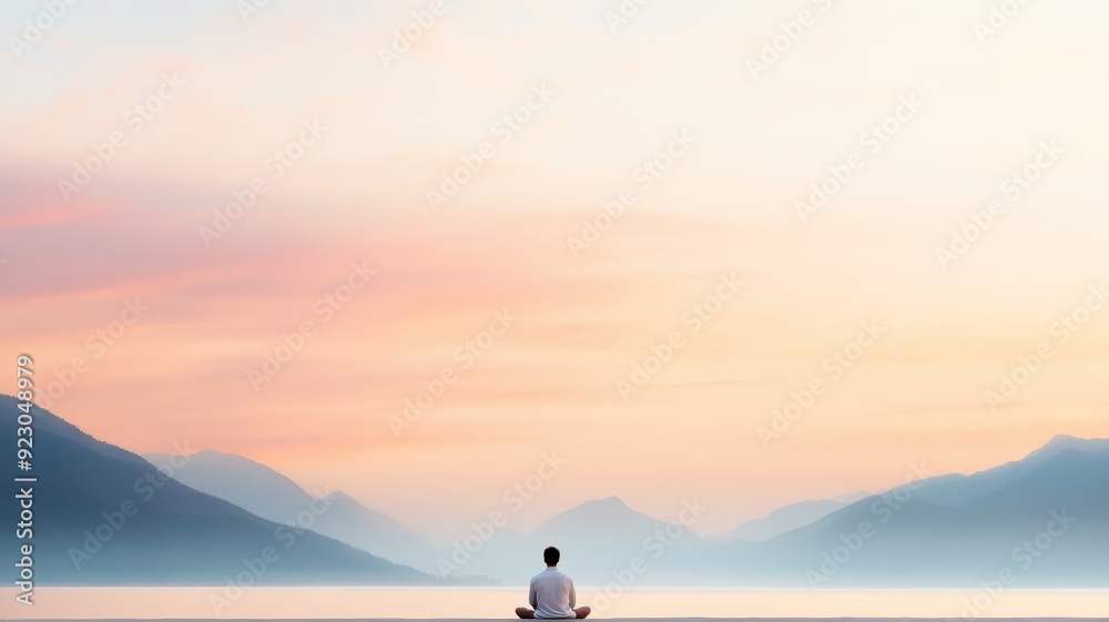 Tranquil Serenity - Man Embracing Peace in Watercolor Style Amid Soft Palette Surroundings Tranquil Serenity - Man Embracing Peace in Watercolor Style Amid Soft Palette Surroundings