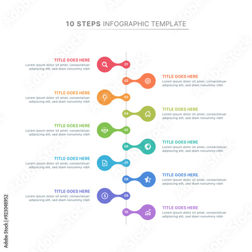 Timeline Infographic Design Template with 10 Time Periods