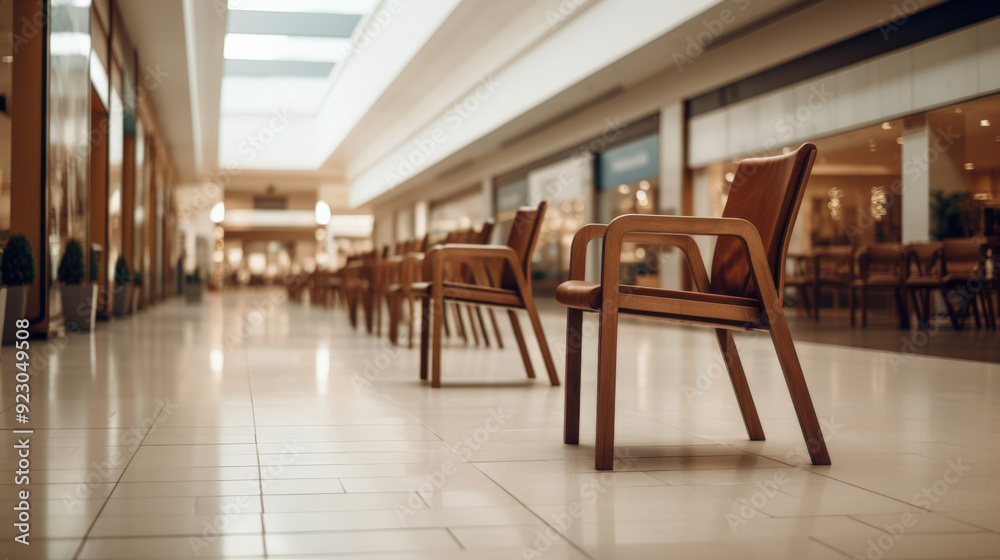 Vacant mall space with chairs.
Vacant mall space with chairs.