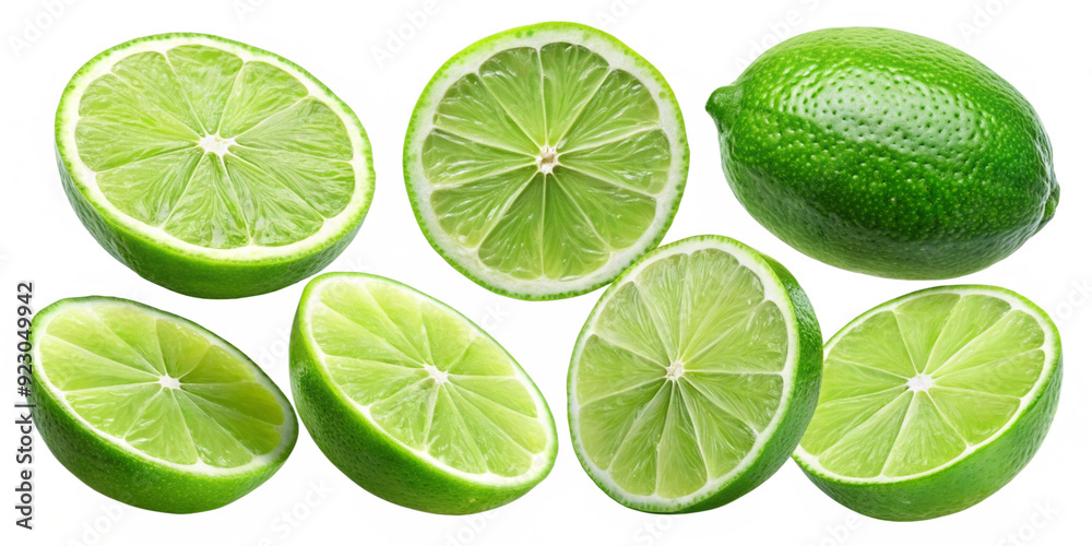 Set of Lime isolated. Lime half, slice, piece isolate on white Set of Lime isolated. Lime half, slice, piece isolate on white