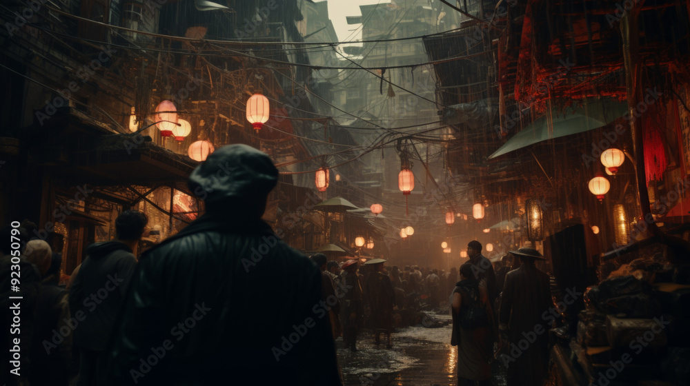 Crowded Area with People Waiting, Cinematic Lighting and Depth Crowded Area with People Waiting, Cinematic Lighting and Depth