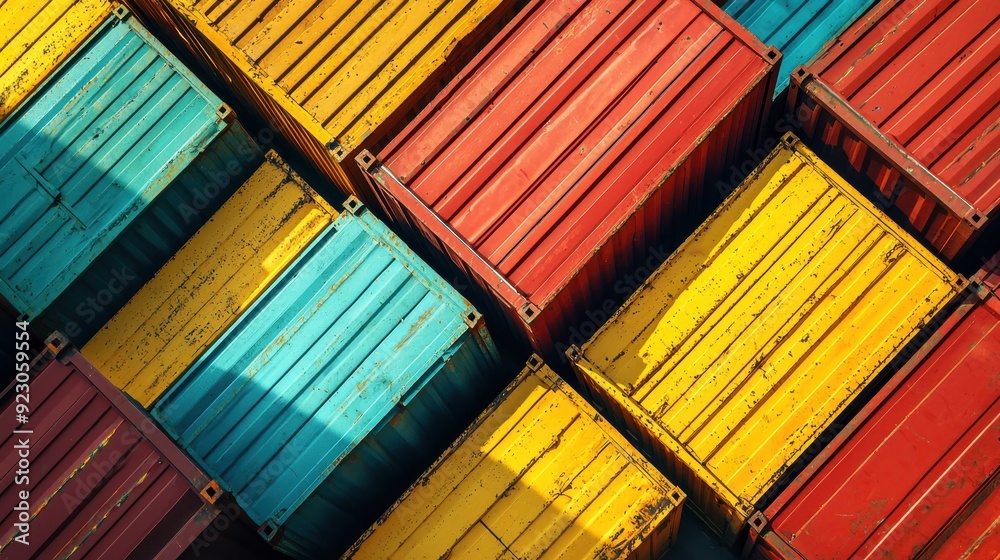 Fototapeta premium Shipping transport containers folded in asymmetrical pattern 