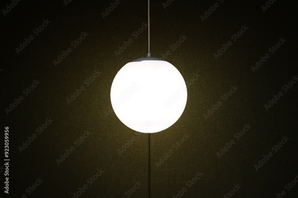 Lamp hanging on the ceiling in the dark room Lamp hanging on the ceiling in the dark room