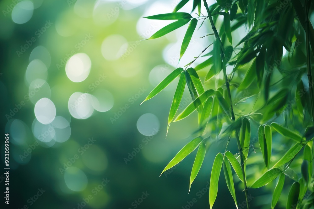 Dew-Kissed Bamboo Leaves in Morning Light - Close-up of bamboo leaves glistening with dew in soft morning light, evoking a sense of serenity and nature's beauty. Dew-Kissed Bamboo Leaves in Morning Light - Close-up of bamboo leaves glistening with dew in soft morning light, evoking a sense of serenity and nature's beauty.