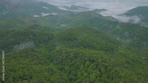 Aerial View of Mountain, Forest, Could at Sakad Mountain from a Drone - Nan Province Thailand
 photo