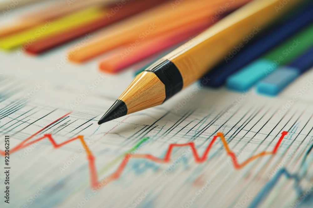 Business growth chart in 3D with vibrant colors and pencil sketch style, high resolution, detailed textures, crisp focus Business growth chart in 3D with vibrant colors and pencil sketch style, high resolution, detailed textures, crisp focus