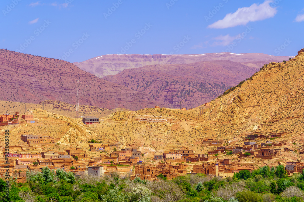 Landscape and a local village in the High Atlas