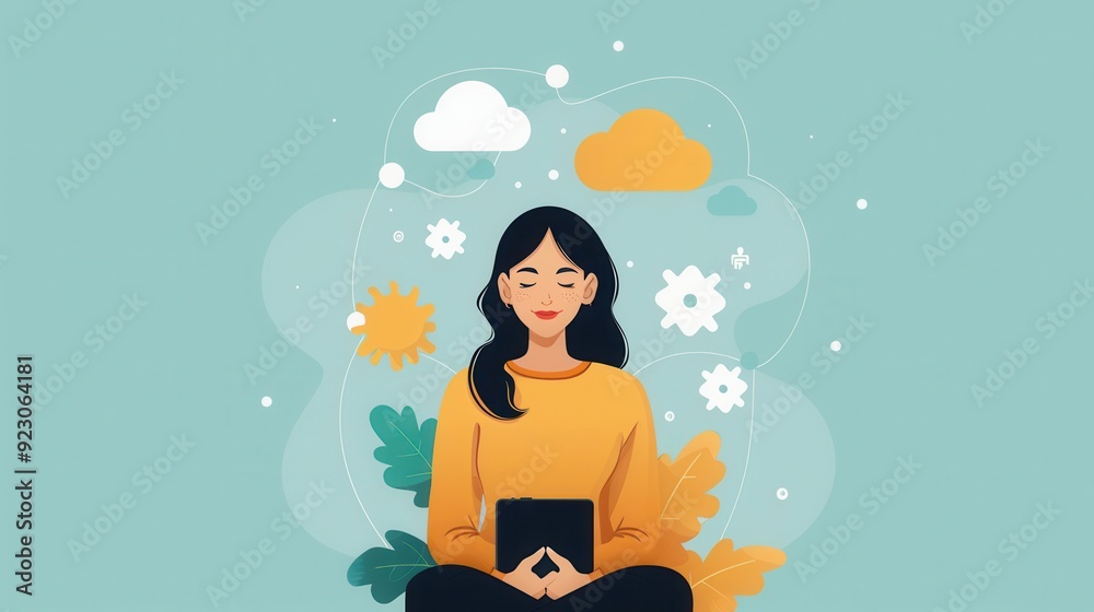 User-centered: Experience, person enjoying user-friendly design, flat design illustration User-centered: Experience, person enjoying user-friendly design, flat design illustration