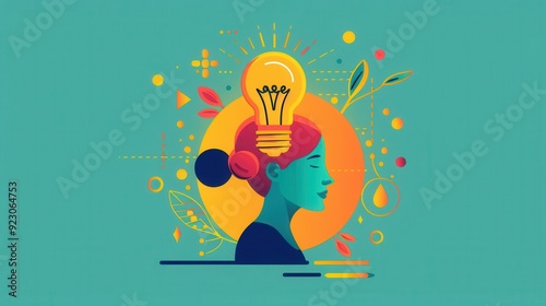 Visual thinking, drawing and diagramming ideas, flat design illustration photo