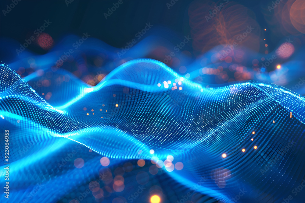 Abstract blue tech background with digital waves, dynamic networ,Smooth smoke particle wave, big data techno background with glowing dots,Abstract blue background with waves Abstract blue tech background with digital waves, dynamic networ,Smooth smoke particle wave, big data techno background with glowing dots,Abstract blue background with waves