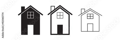 Home button icons set. Home page icon. Simple house symbols. Building icon. Vector illustration.  Collection home icons. House symbol. A collection of icons of houses. Vector huts. Houses and huts 