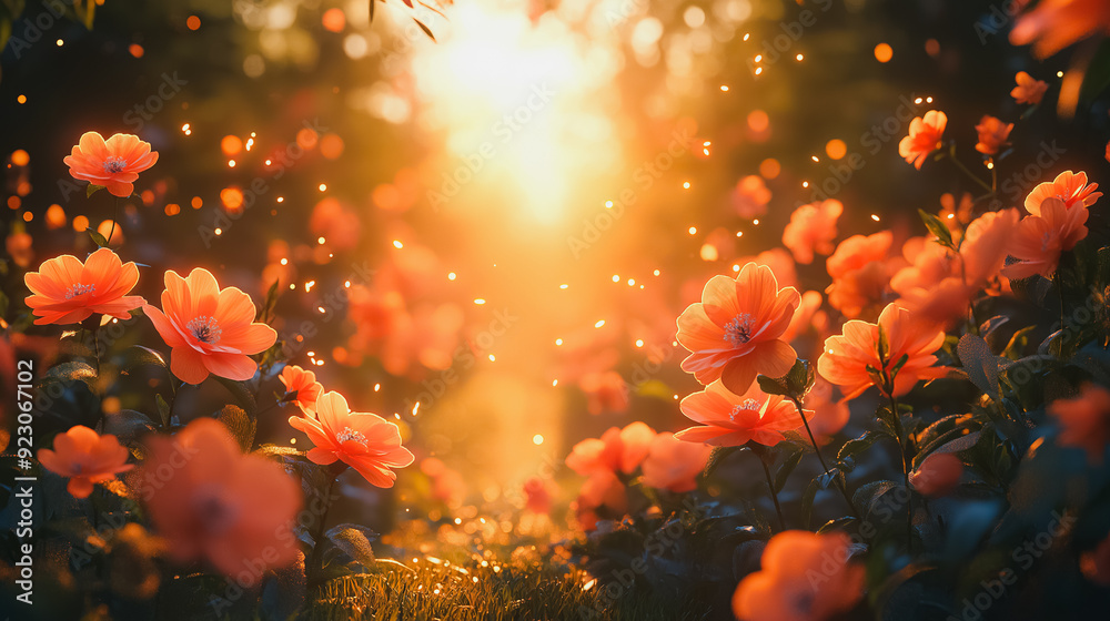 A field of red flowers with the sun shining on them. The sun is casting a warm glow on the flowers, making them look even more vibrant and beautiful. The scene is peaceful and serene, with the flowers A field of red flowers with the sun shining on them. The sun is casting a warm glow on the flowers, making them look even more vibrant and beautiful. The scene is peaceful and serene, with the flowers
