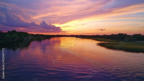 Sunset over a Serene River
