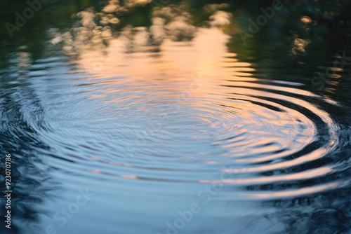 Calming rhythms of rippling reflections on a calm pond at sunset, showcasing serene water reflections