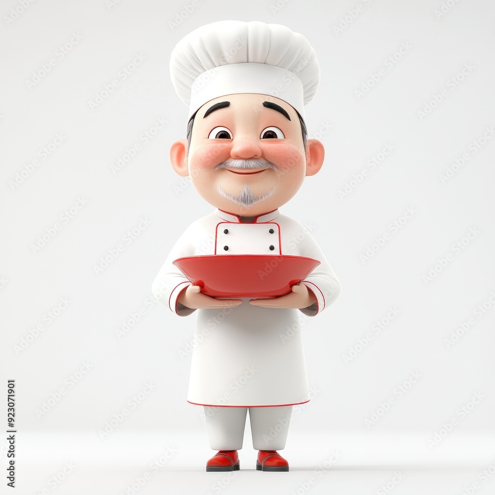 A cheerful cartoon chef holding a bowl, ready to serve delicious food. A cheerful cartoon chef holding a bowl, ready to serve delicious food.