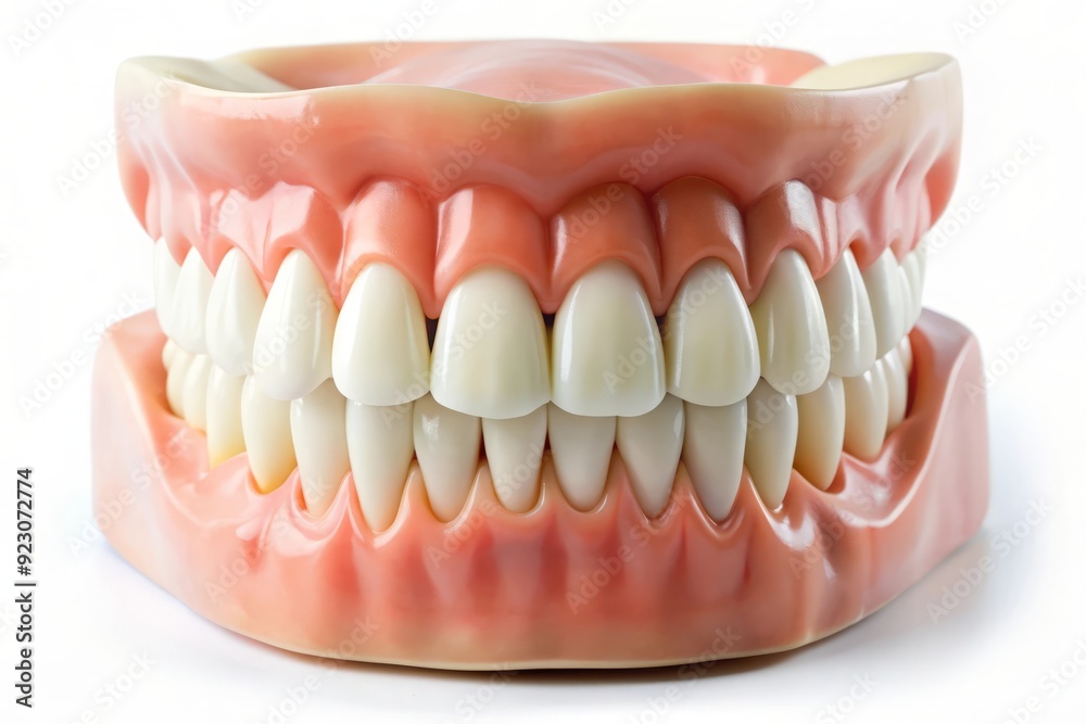 Fototapeta premium Full Set of Artificial Teeth isolated on white background.