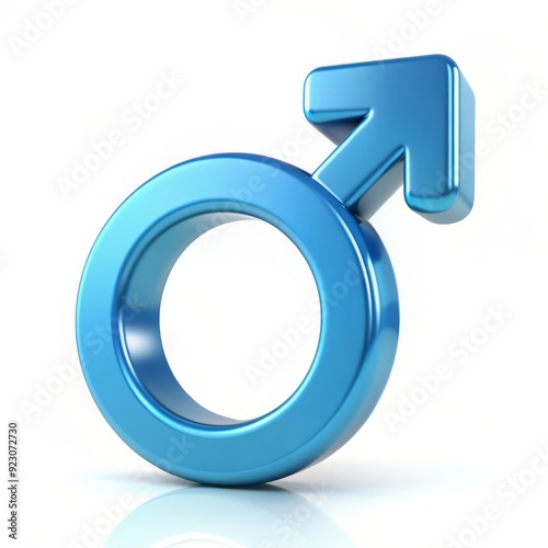 Blue Male Gender Symbol 3D Illustration isolated on white background.