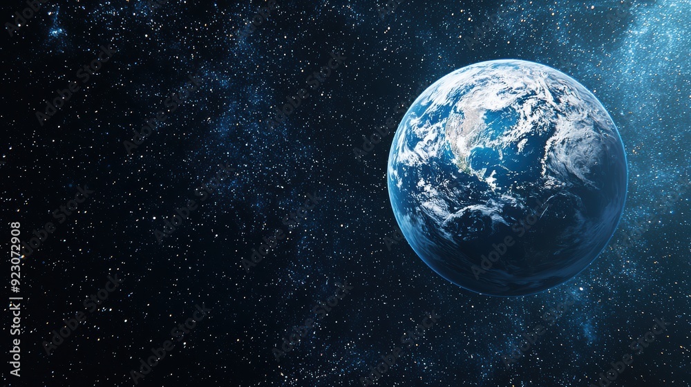 Fototapeta premium Cinematic shot of planet earth globe clouds and space background 