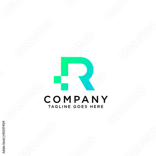 Letter R pixels tech logo