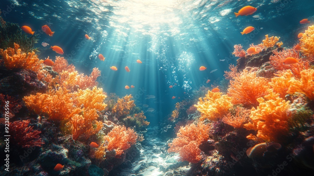 Fototapeta premium Underwater Paradise: A Glimpse into a Vibrant Coral Reef