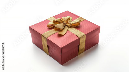 White gift box with gold bow . isolated on white background, White gift box with a red bow on white background. 3D rendering, White gift boxes with red ribbon on pink background. 3d rendering.