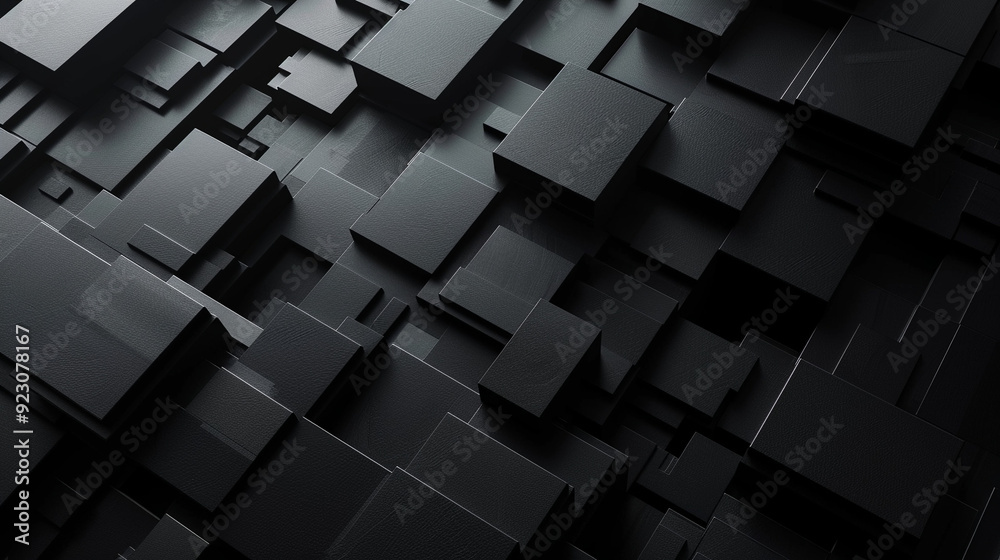 Dark Geometric Abstract Background with 3D Cubes Dark Geometric Abstract Background with 3D Cubes