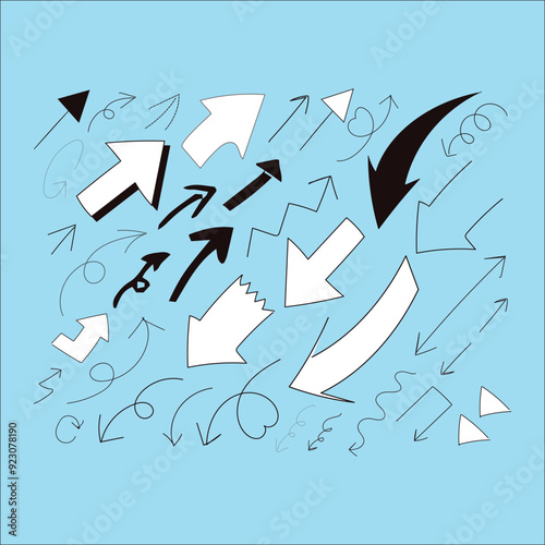 Set of Hand drawn vector arrows doodle on white background. design element vector illustration.
