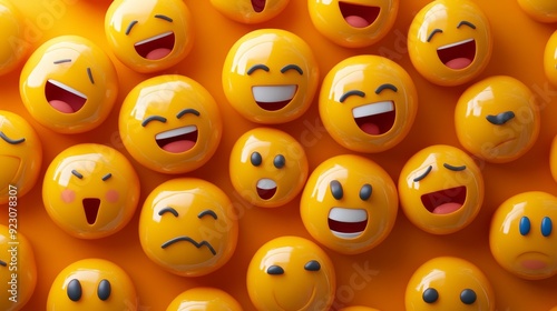 A vibrant collection of yellow emoticons representing different mental health states, symbolizing the importance of mental health awareness and emotional expression