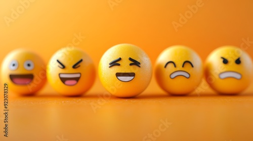 Emoticons Illustrating Mental Health Support and Care, A series of emoticons with different expressions, symbolizing the need for support and care in mental health, highlighting the power of community