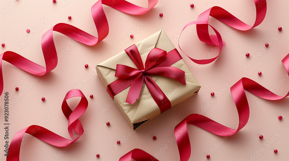 White gift box with red bow . isolated on white background, White gift box with a red bow on white background. 3D rendering, White gift boxes with red ribbon on pink background. 3d rendering.