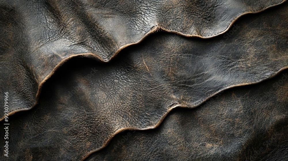 Close-Up of Wrinkled and Weathered Black Leather Close-Up of Wrinkled and Weathered Black Leather