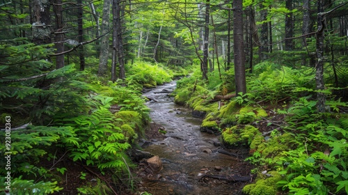 The lush, green forests and tranquil streams of Acadia National Park's Wonderland Trail,