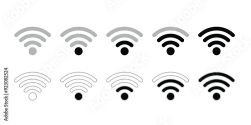 Wifi icons set. Internet icons. Wireless internet symbol. Wifi strength level icon set. Wifi signal strength Vector icon. Wifi signal collection