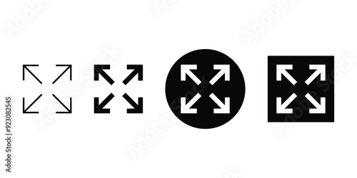 Fullscreen icon set. Expand to full screen sign and symbol. Arrows symbol. Full screen icon