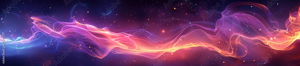 Ethereal cosmic energy flow with stars on dark backdrop Ethereal cosmic energy flow with stars on dark backdrop