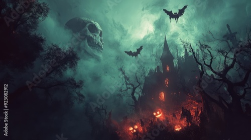 Gloomy and scary background for Halloween, Day of the Dead. Halloween concept. Generative Ai.