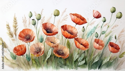 Mohnblumen Hintergrund Aquarell 