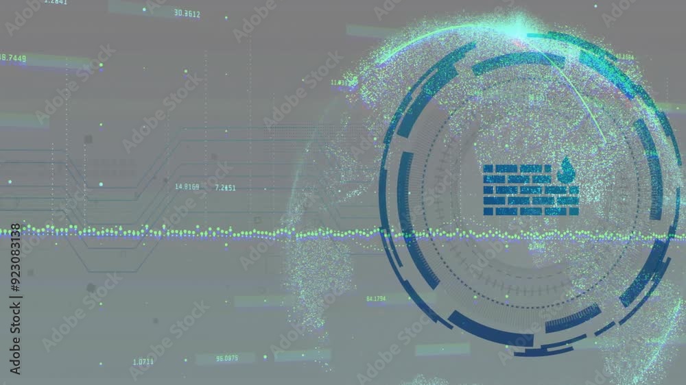 Digital World Map And Data Visualization Animation Over Futuristic