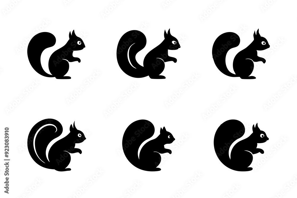 Squirrel logo icons. Set of silhouette vector illustrations. Squirrel logo icons. Set of silhouette vector illustrations.