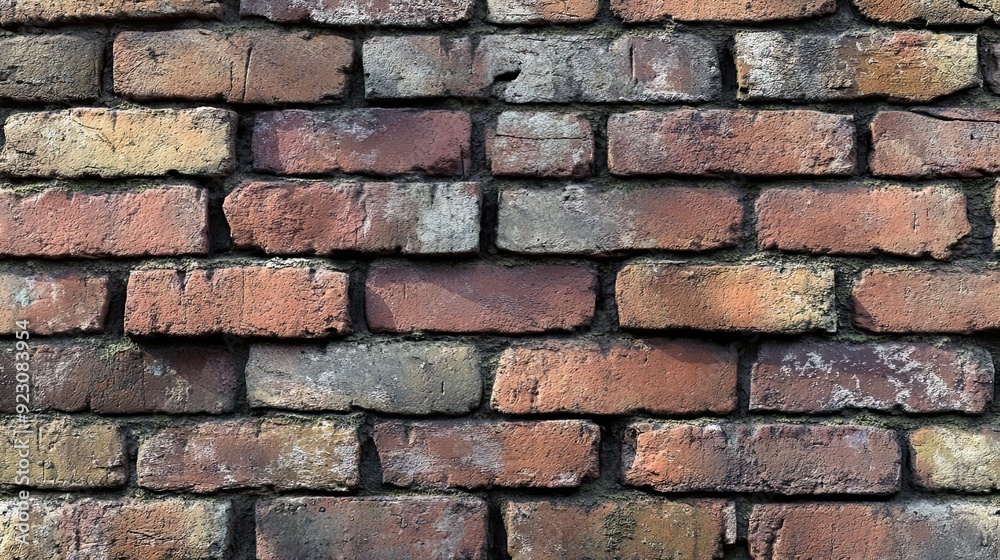 Close-up of an Aged Brick Wall with Uneven Mortar