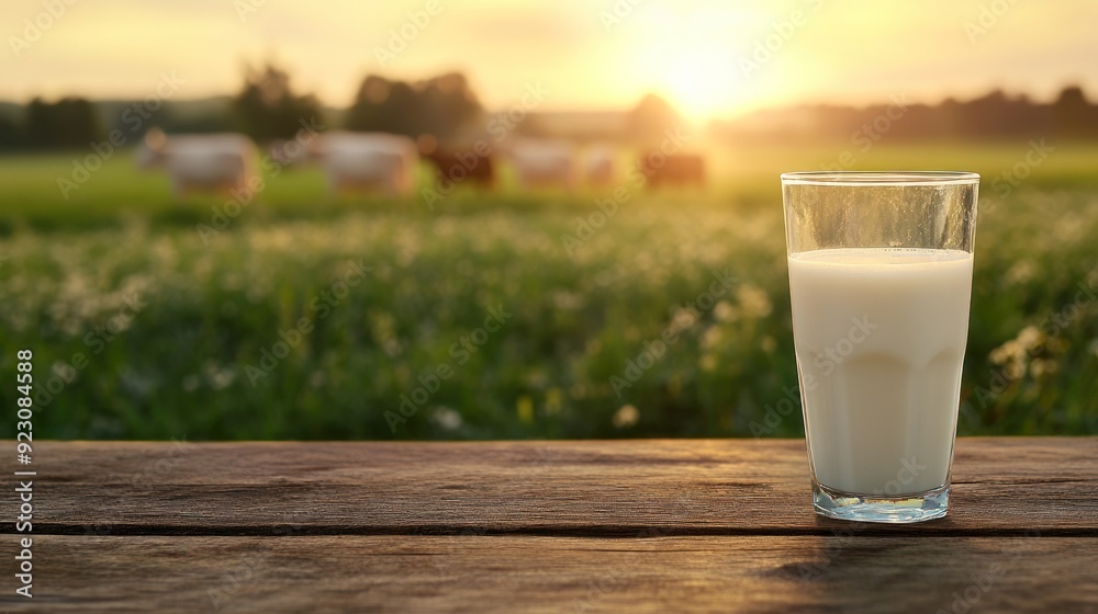 Glass of Milk on a Wooden Table Glass of Milk on a Wooden Table
