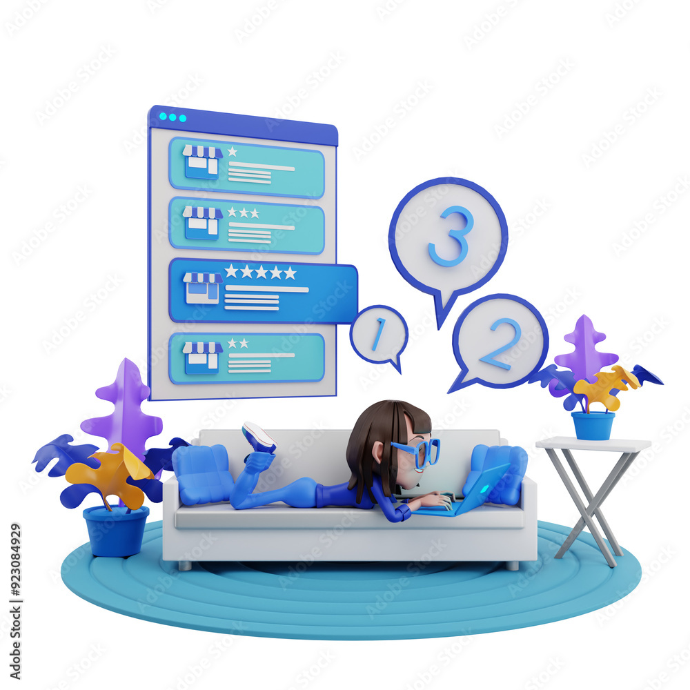 Obraz premium 3d illustration review of delivery service