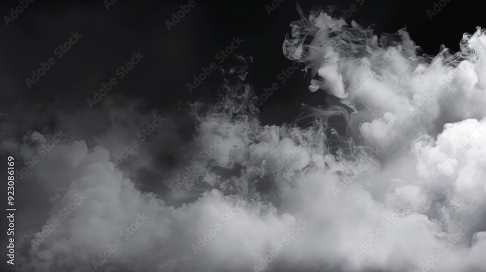 Dense Smoke Clouds in Dark Atmospheric Background