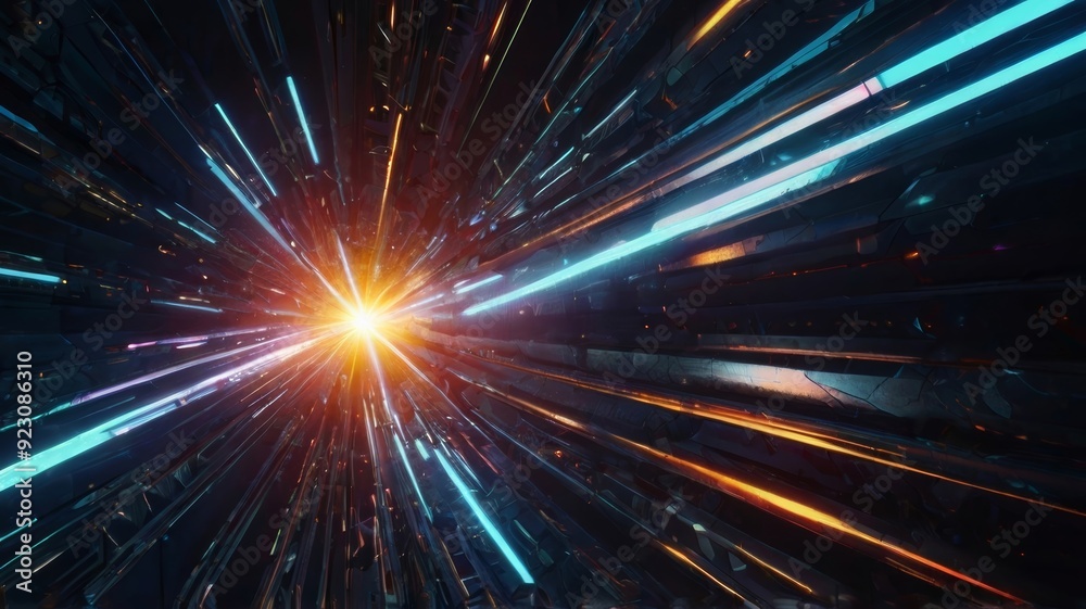 Fototapeta premium Abstract futuristic background with glowing light effect