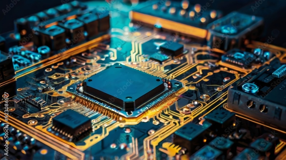 Obraz premium Abstract futuristic electronic circuit technology background