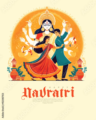 Happy navratri and Subh navaratri with ma durga social media post banner template
