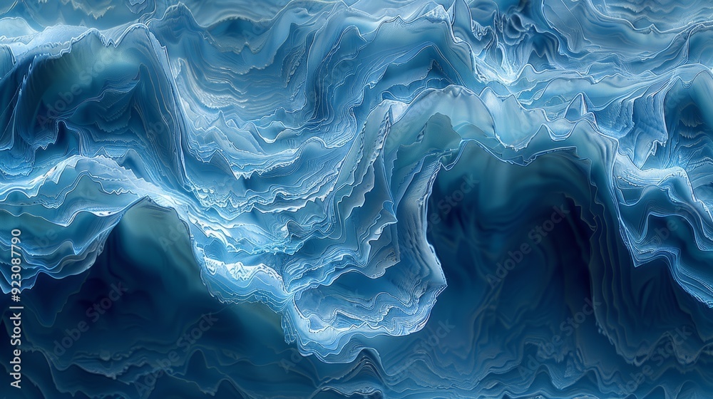 Ocean waves crashing with swirling blue textures at dusk Ocean waves crashing with swirling blue textures at dusk