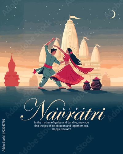 Happy navratri and Subh navaratri with ma durga social media post banner template

